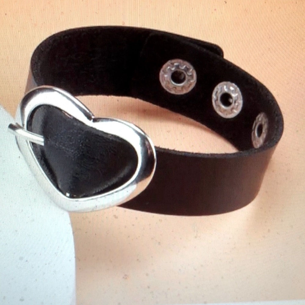 leather like heart bracelet.